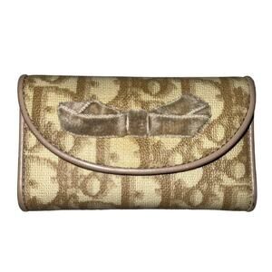 CHRISTIAN DIOR 4 Hooks Key Holder Trotter Canvas Leather Beige/Cream